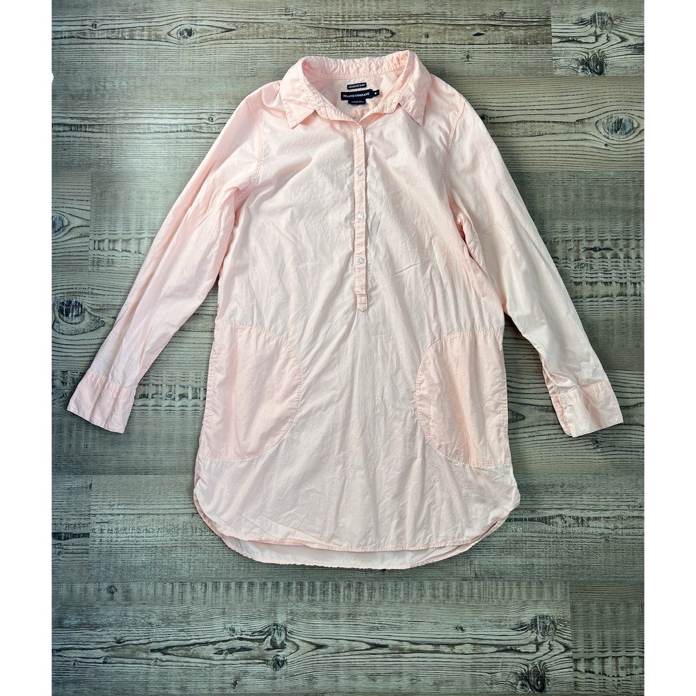 Island Company Vagabond‎ Shirt Womens Medium Peach Pima Cotton Tunic Top Pocket